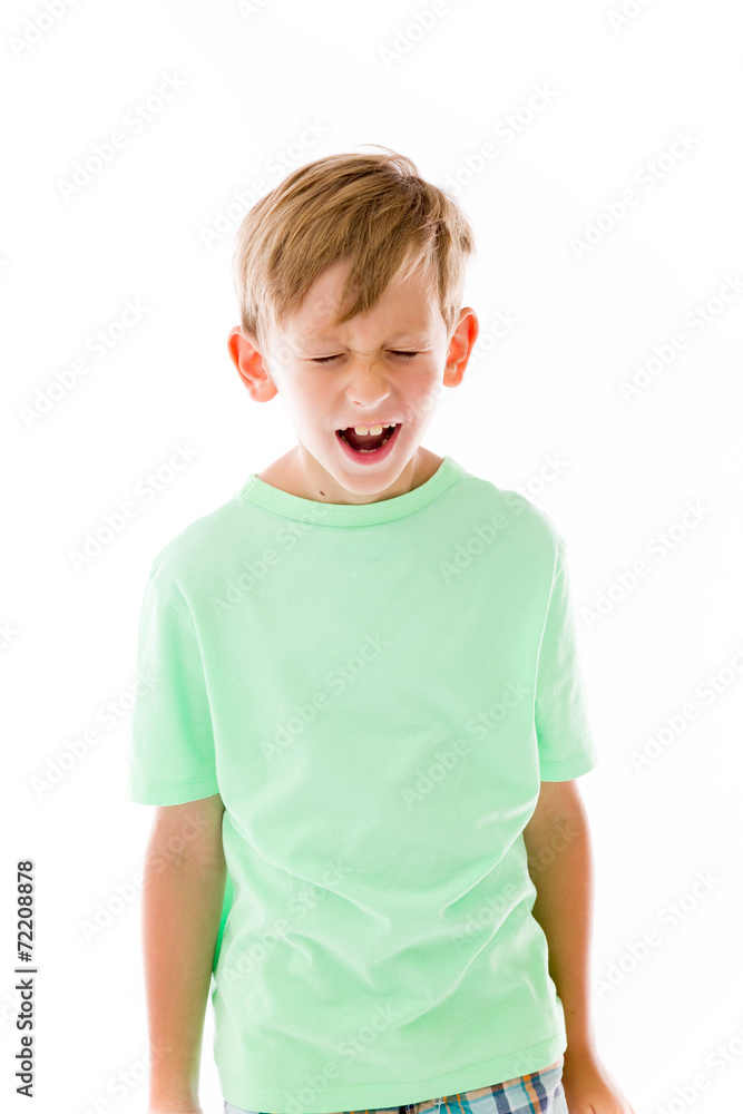 model isolated on plain background furious screaming model isolated on plain background furious screaming