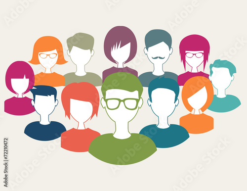 teamwork with trendy flat people icons
