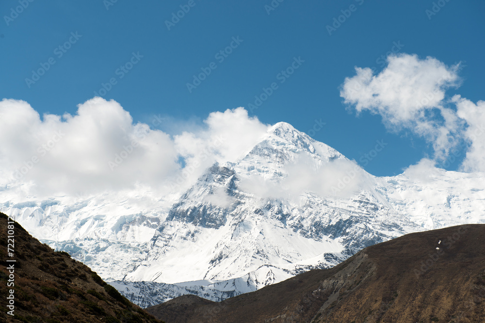 Annapurna Circuit - popular turists trek in Himalayas , Nepal