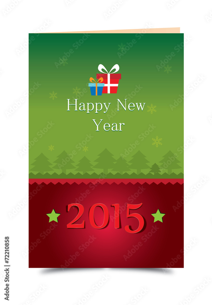 2015 Happy New Year Karte Grün Rot 2015 Happy New Year Karte Grün Rot