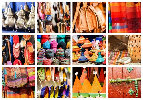composition of objects or typical places of Morocco