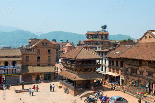 View on Taumadhi Tole near Durbar square of Bhaktapur, Nepal photo
