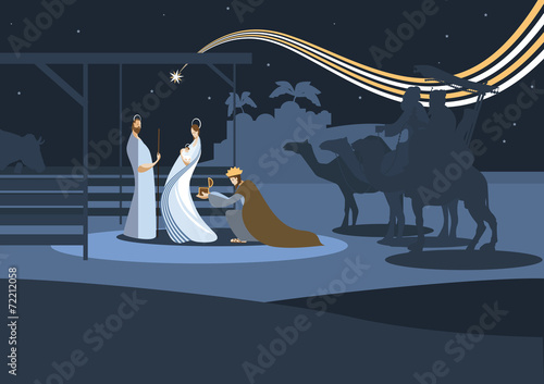 nativity scene and the three wise men