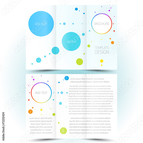 brochure design template trifold leaflet colored lines and circl