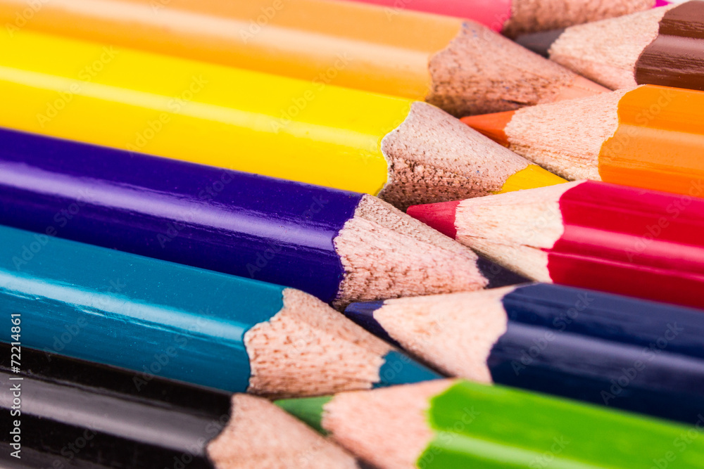 Many different colored pencils on white background Many different colored pencils on white background