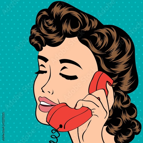 pop art cute retro woman in comics style