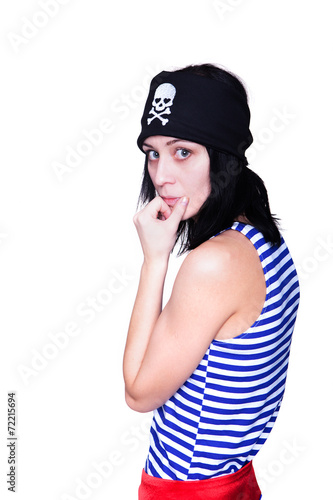 girl in a pirate costume for the holiday