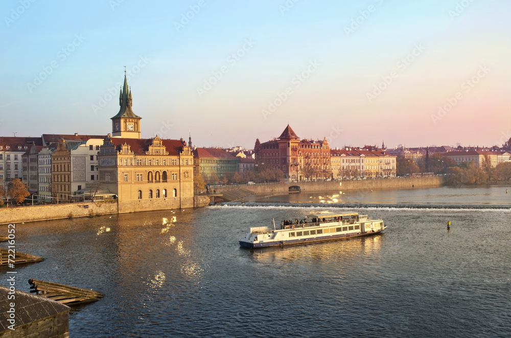 view of the magnificent Prague from the Vltava River