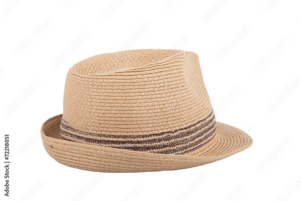 Pretty straw hat isolated on white background Pretty straw hat isolated on white background