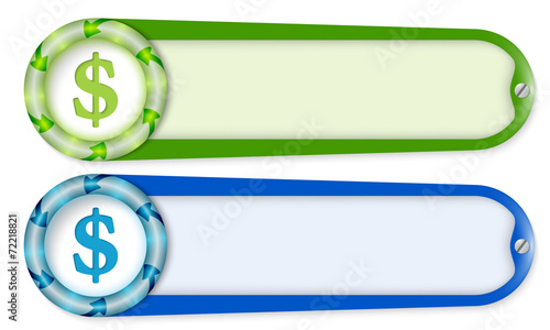 set of two buttons with arrows and dollar symbol