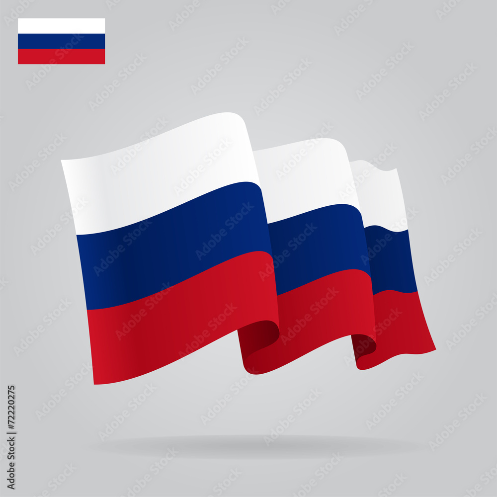 Flat and waving Russian Flag. Vector