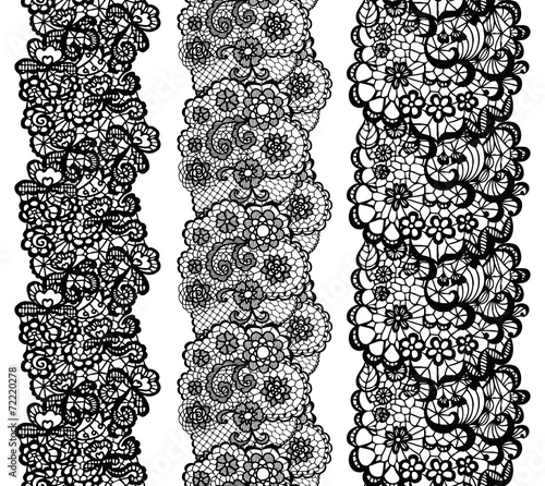 Lacy vintage trims. Set of black lacy vintage elegant trims.