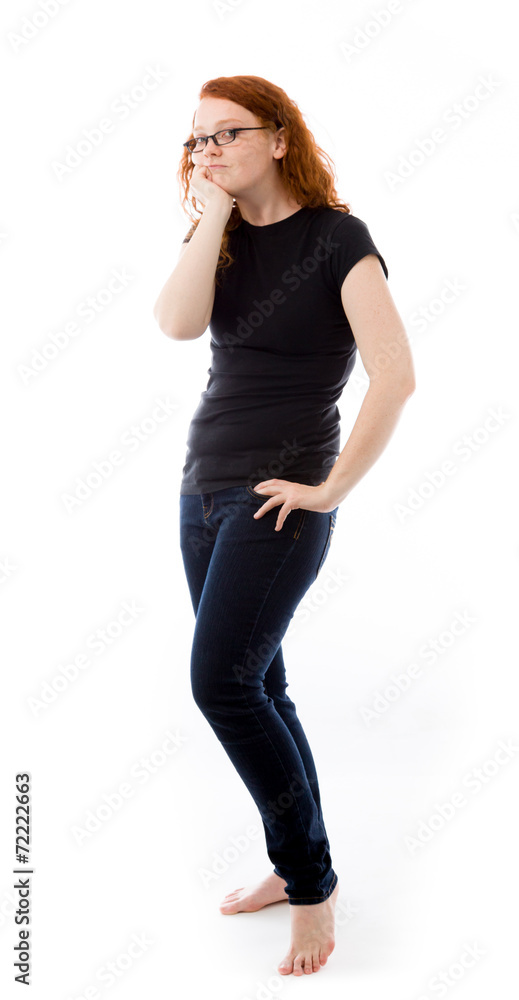 Fototapeta premium model isolated on plain background bored upset