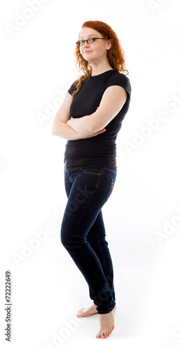 model isolated on plain background happy smiling arms crossed © bruno135_406