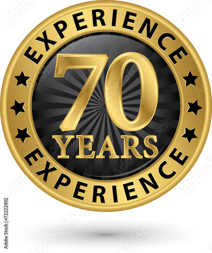 70 years experience gold label, vector illustration