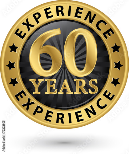 60 years experience gold label, vector illustration