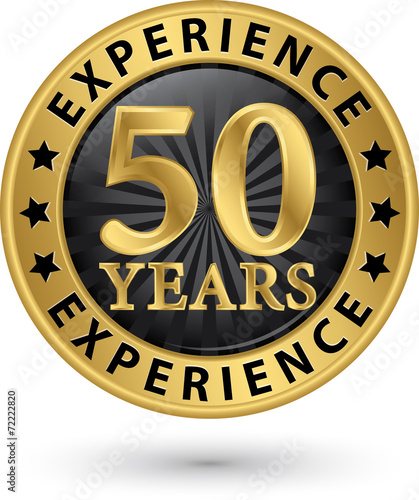 50 years experience gold label, vector illustration