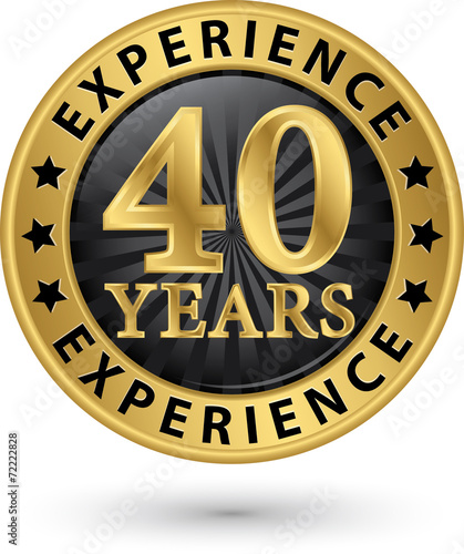 40 years experience gold label, vector illustration