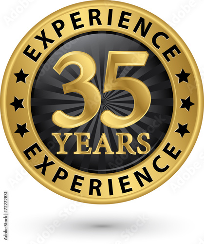 35 years experience gold label, vector illustration