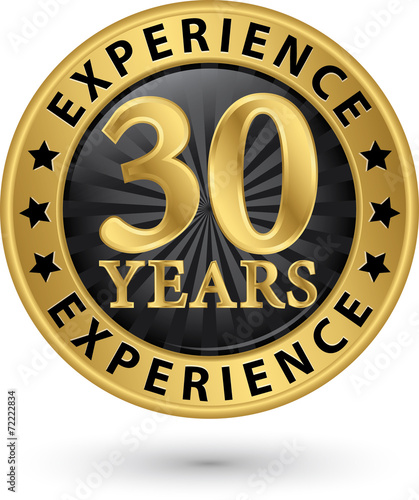 30 years experience gold label, vector illustration