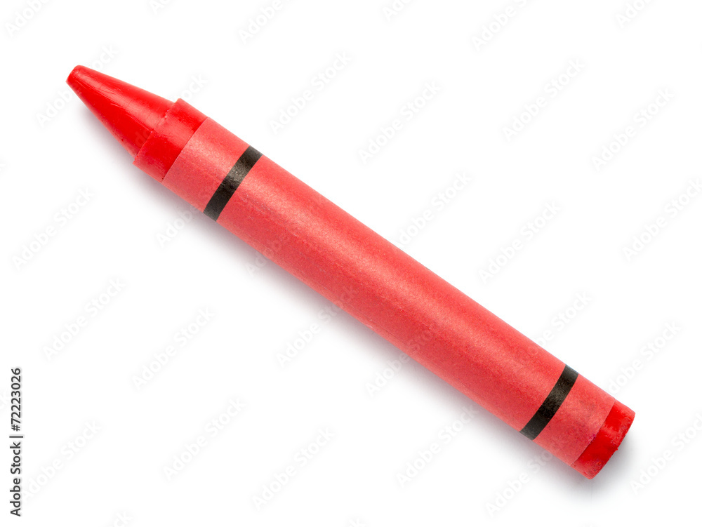 Obraz premium Red Crayon Wax Pencil on White Background