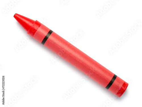 Red Crayon Wax Pencil on White Background photo