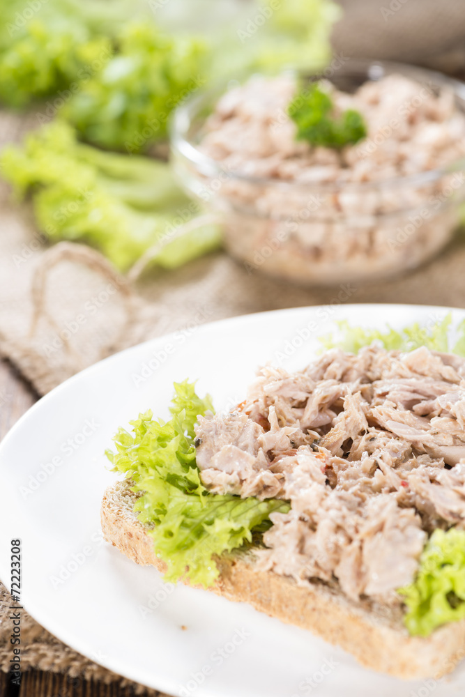 Slice of bread with Tuna salad Slice of bread with Tuna salad