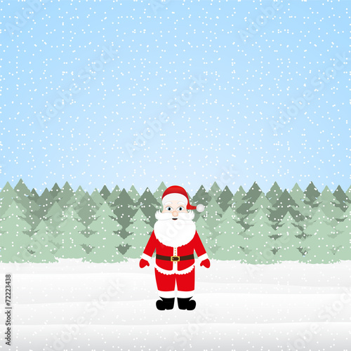 Santa Claus in a Christmas forest