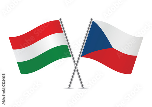 Czech and Hungarian flags. Vector illustration. Free Download Czech and Hungarian flags. Vector illustration. - GFXLoad