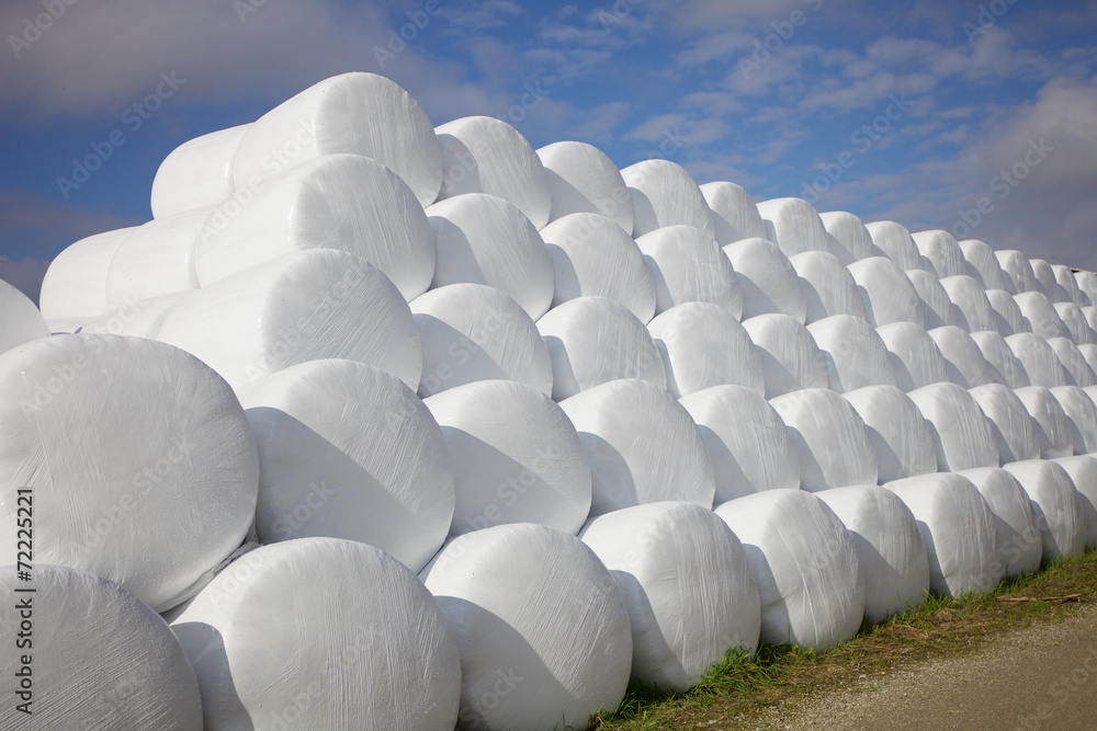 Naklejka premium Freiluftlager - Ballen von Silage