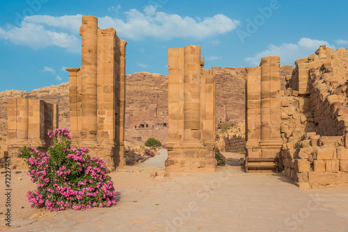 The Hadrien Gate roman avenue in Nabatean city of Petra Jordan