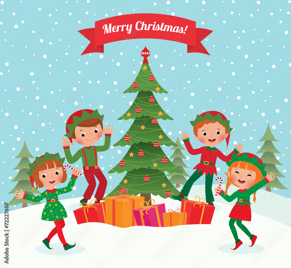 Elves and Christmas tree Elves and Christmas tree