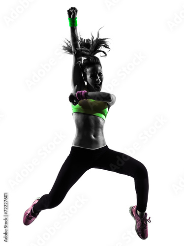 woman exercising fitness zumba dancing jumping silhouette #72227601