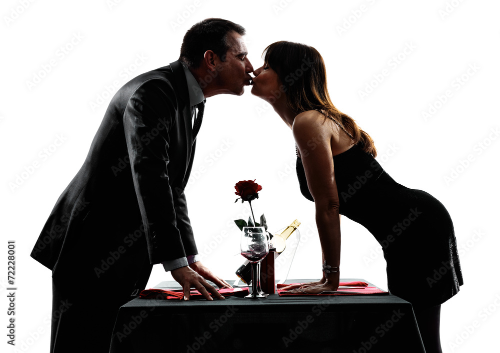 couples lovers kissing dinner silhouettes couples lovers kissing dinner silhouettes