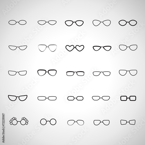 Glasses Icons Set - Isolated On Gray Background