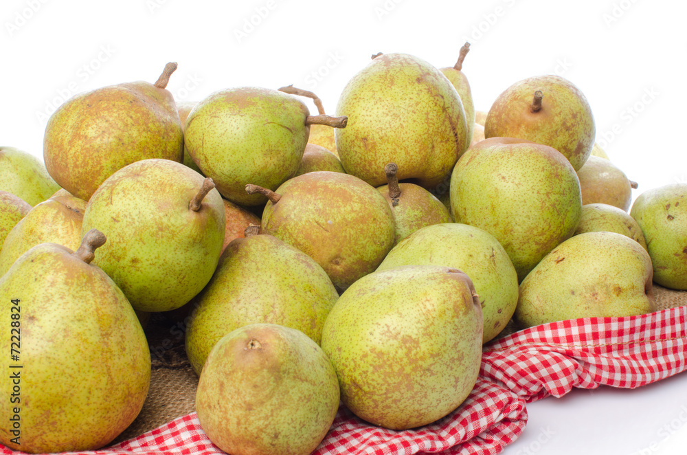 Pears on burlap