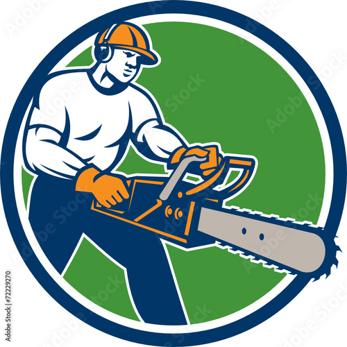 Lumberjack Tree Surgeon Arborist Chainsaw Circle