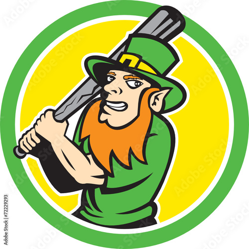 Leprechaun Baseball Hitter Batting Circle Retro