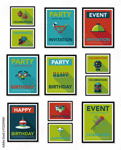 Birthday poster flat banner design flat background set  eps10