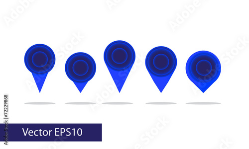 Map pin vector - blue neon