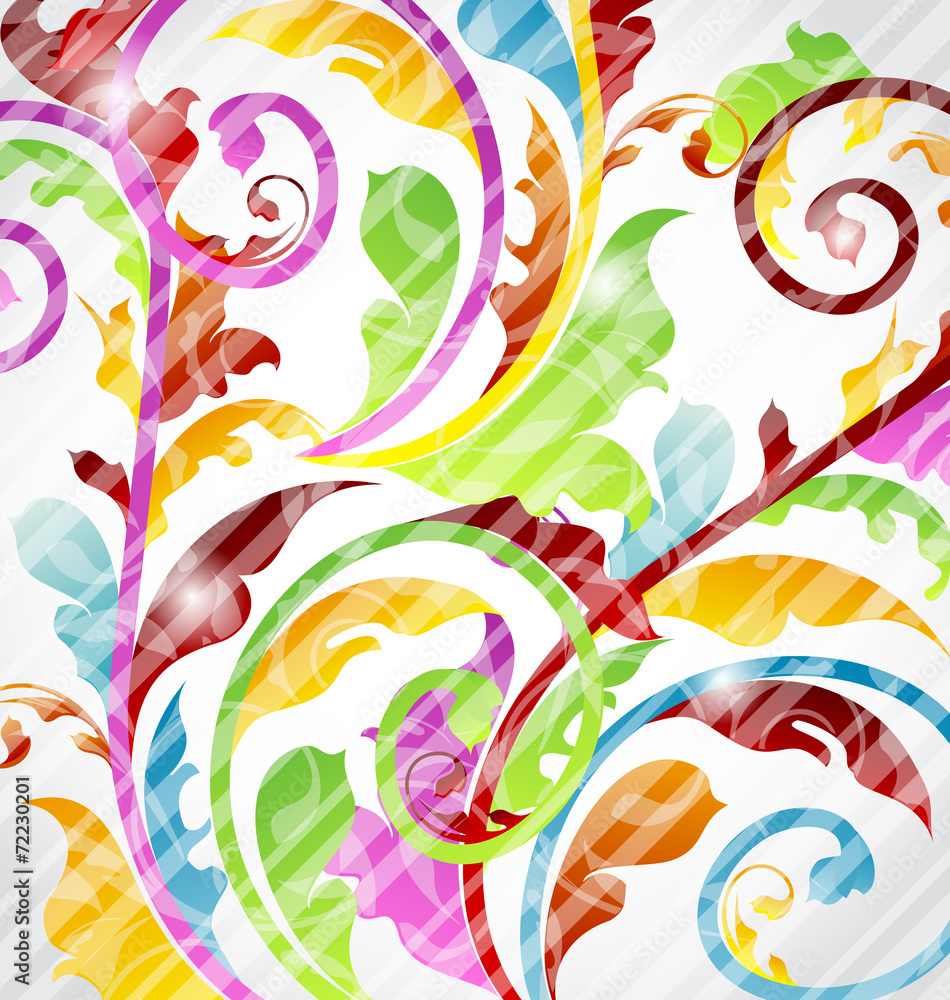 Abstract multicolor ornamental wallpaper, design elements