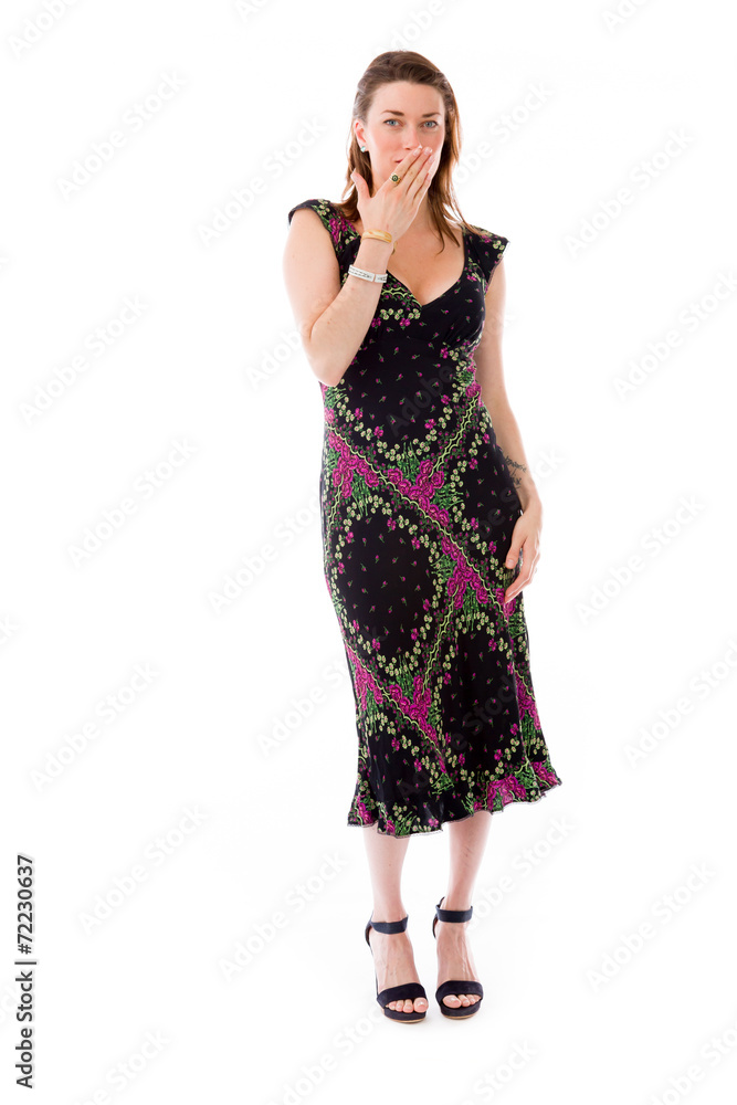 model isolated on plain background tired bored yawning model isolated on plain background tired bored yawning