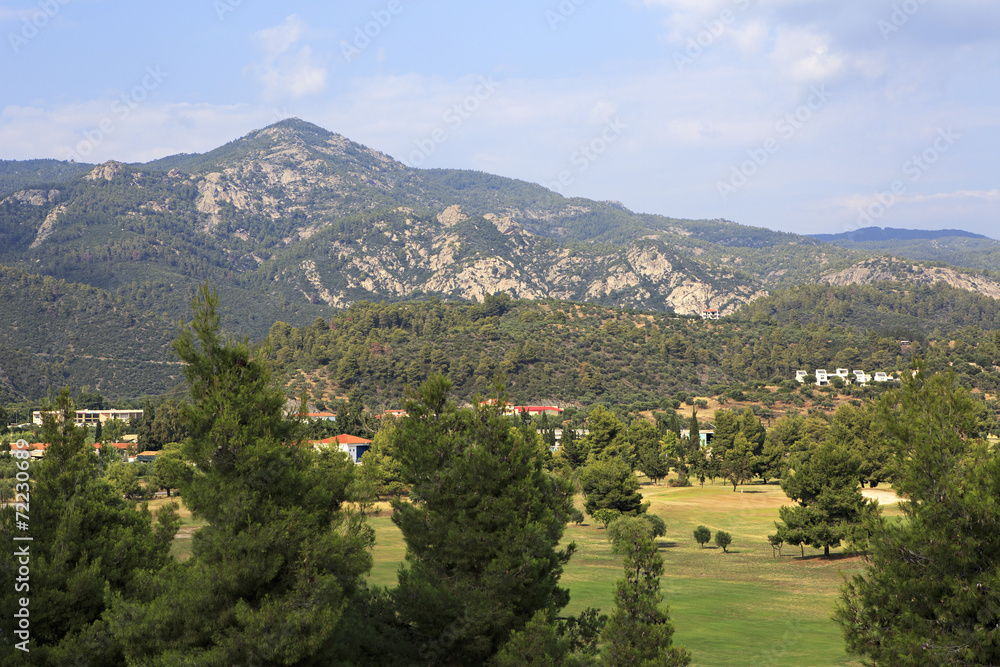 Mountains and territory of Porto Carras Grand Resort. Sithonia.