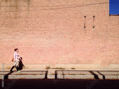 Wallpaper Mural walking by brick wall Torontodigital.ca