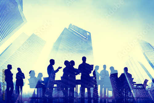 Business People Meeting Communication Cityscape Concept