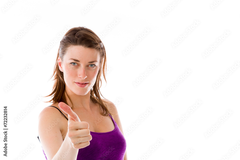 model isolated positive attitude thumbs up model isolated positive attitude thumbs up
