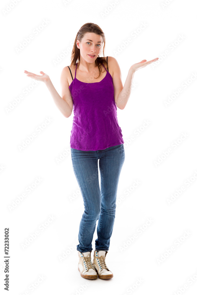 model isolated on plain background puzzled confused lost model isolated on plain background puzzled confused lost