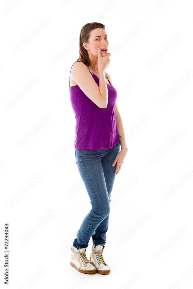 model isolated on plain background thinking model isolated on plain background thinking