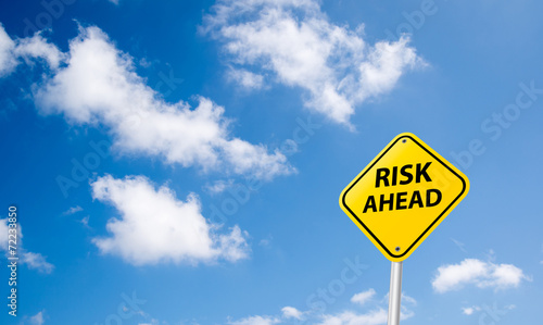 Εκτύπωση καμβά risk ahead sign on sky