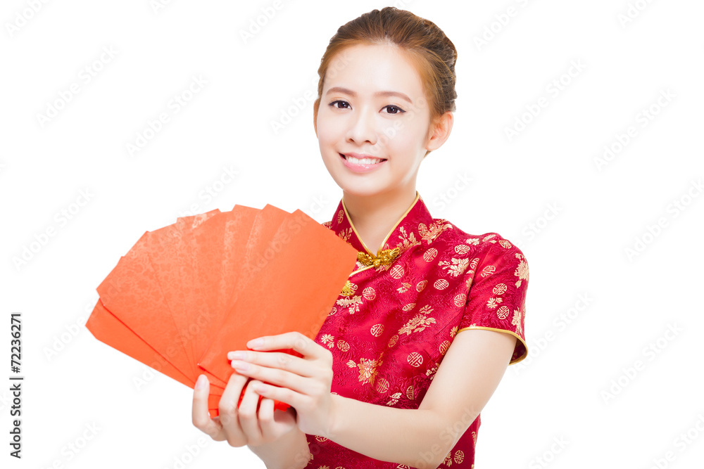 beautiful young asian woman holding red bag for rich beautiful young asian woman holding red bag for rich